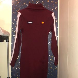 Ellesse High Neck Jersey Ribbed Bodycon Dress